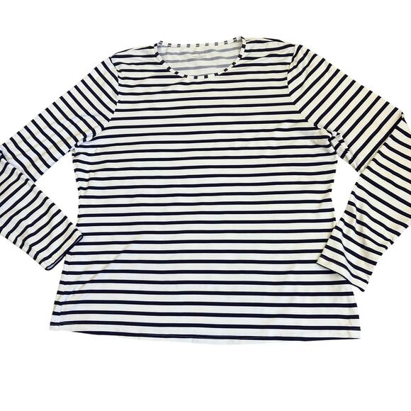 Lands’ End Womens Sz XL Nautical Striped Long Sleeve Rash Guard Top Nylon - Picture 8 of 15
